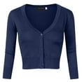 thumbnail image 2 of Womens 3/4 Sleeve Cropped Cardigan Sweaters Open Front Knit Short Bolero Shrugs, 2 of 5