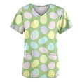 thumbnail image 5 of Kctiaxy Scrub Tops Women Colorful Eggs Print Graphic Easter Tshirts for Women V-neck Short Sleeve Tops for Women with Pockets, 5 of 5