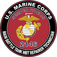 thumbnail image 1 of U.S.M.C. MOS 2146 Main Battle Tank MBT Repairer Technician Decal 5.5" - Red, 1 of 1