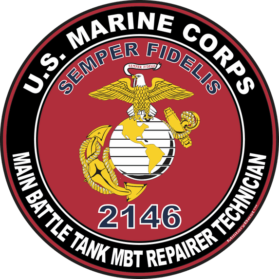 U.S.M.C. MOS 2146 Main Battle Tank MBT Repairer Technician Decal 5.5" - Red
