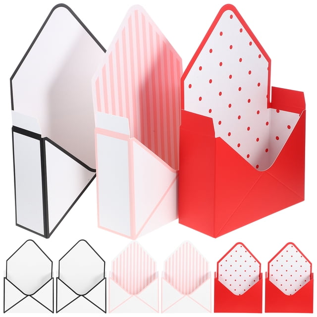 9 cajas de flores con forma de sobre, de papel