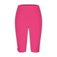 thumbnail image 4 of Jewelreauty Short Leggings for Women High Waisted Workout Stretch Yoga Leggings Pull On Knee Length Pants (M, Pink), 4 of 5