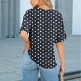 thumbnail image 5 of Women's Oversized Short Sleeve Tops Chest Pocket Polka Dots/Striped Graphic Print Crew Neck Casual T-shirts (S, Black), 5 of 7