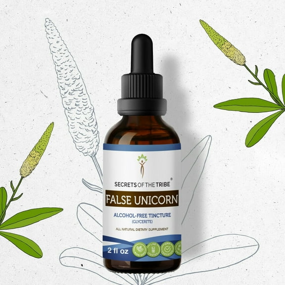 Secrets Of The Tribe False Unicorn Tincture Dietary Supplement, Natural Herbal Extract for Women’s Health Support, False Unicorn (Chamaelirium luteum) Dried Root, Alcohol-Free Extract, Drops 2 oz