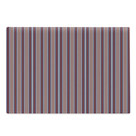 Stripes Cutting Board, Vertical Barcode Style Lines Arrangement Abstract Design Geometric Shapes, Decorative Tempered Glass Cutting and Serving Board, Large Size, Ruby Navy Blue Grey, by Ambesonne