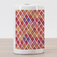 thumbnail image 3 of Abstract Ceramic Toothbrush Holder, Diamond Shaped Mosaic Crossed Geometric Forms in Watercolor Picture, Decorative Versatile Countertop for Bathroom, 4.5" X 2.7", Orange Purple Pink, by Ambesonne, 3 of 4