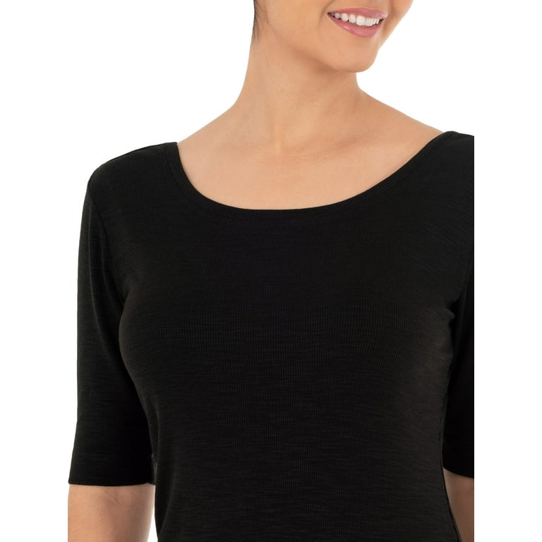time and tru scoop neck elbow sleeve tee