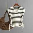 thumbnail image 2 of Diufon Women's Striped Tank Tops Fashion V Neck Sleeveless Tops summer Drawstring Side Tunics, 2 of 4