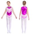 thumbnail image 1 of ranrann Robe Salsa Tango à Franges pour Filles, Costume de Danse Latine à Sequins, Sans Manches, Violet 10, 1 of 6