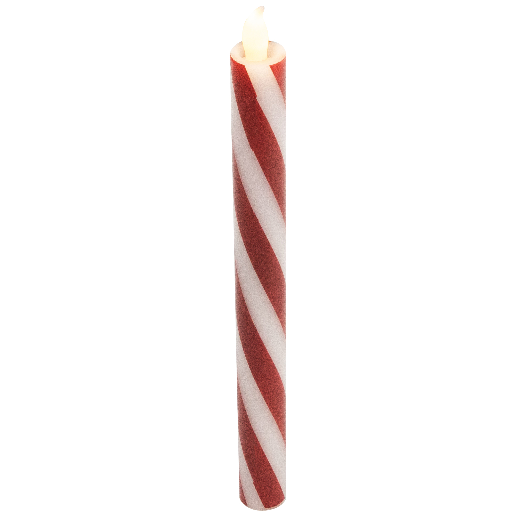 Northlight Candy Cane Striped Flameless Tapered Christmas Candles - 9.5" - Red and White - Set of 4