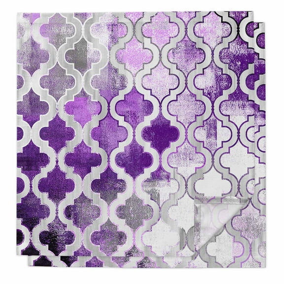 Purple Morocco Cloth Napkins Washable Set of 2, Rustic Country Smear Street Mottled Art Reusable Dinner Table Napkins Cloth Bulk for Weddings Kitchen Restaurants Hotel Events Parties 20 x 20 Inch