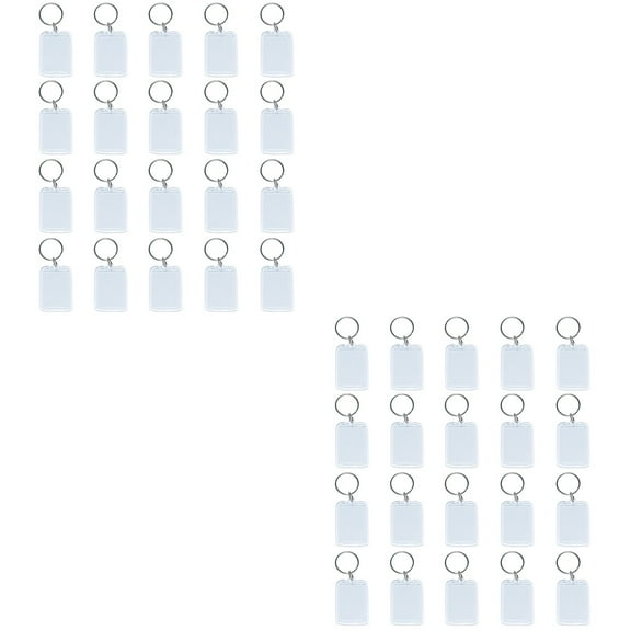 40 PCS Acrylic Keychain Decorations Creative Blank Key Ring Pendant Transparent Plastic Key Chain Crafts for Bag Backpack