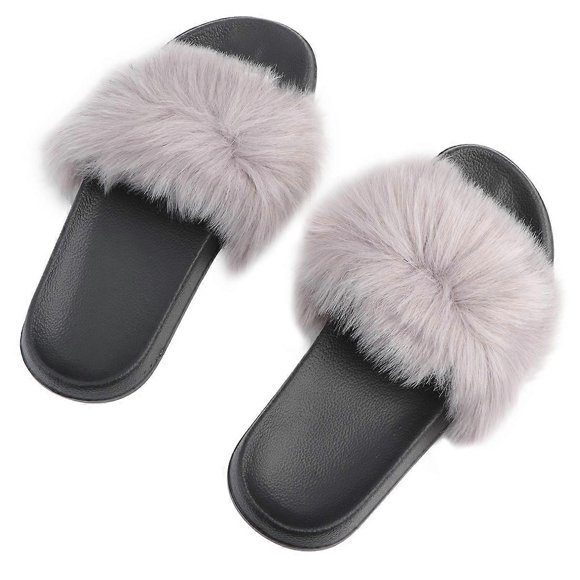 1 Pair Women Leisure Shoes Comfortable Cotton Slippers for Indoor Use Light Grey Size 6.5US 9.2355