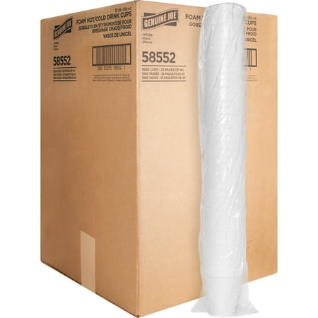 22 Oz Paper Cold Cup - Genuine Joe Foam Hot/Cold Drink Cups, 12 fl oz, 1000 per Carton, GJO58552