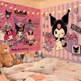 thumbnail image 2 of Sanrio Jade Dog fondo de tela Ins Cartoon Girl Heart Kuromi tela colgante para habitación, decoración de fiesta de cumpleaños, nuevo, 2 of 4