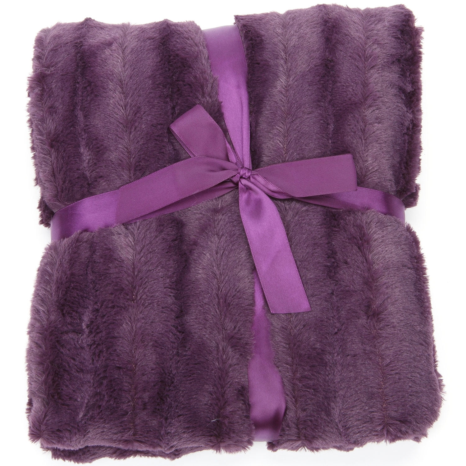 Luxurious Purple Faux Fur Reversible Throw Blanket