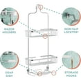 thumbnail image 6 of Rustproof Shower Caddy Hanging Bathroom Organizer, Aluminum Shower Rack with 2 Shelves and Built in Hooks, Premium Over Shower Head Storage System, Satin Chrome, 6 of 6