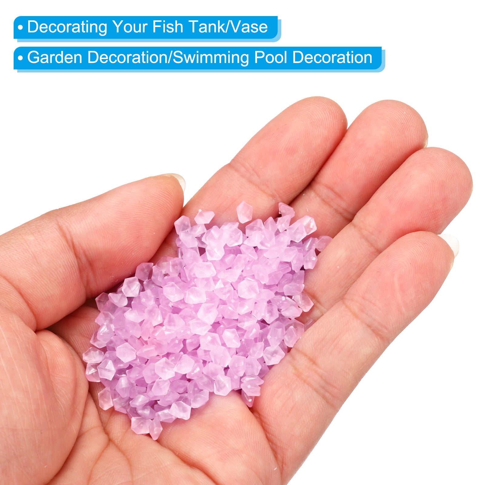 Unique Bargains 3000Pcs Glow Rocks 3-5mm Glow Pebbles Luminous Stones Decor DIY Purple