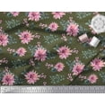 thumbnail image 3 of Soimoi Green Heavy Canvas Fabric Leaves & Chrysanthemum Floral Print Fabric by the Yard 58 Inch Wide, 3 of 3