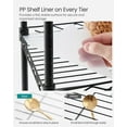 thumbnail image 3 of 3-Tier Bathroom Shelf, Storage Rack for Small Space, with 3 PP Shelf Liners, Removable Hook, Extendable Design, Ink Black and Translucent, 3 of 6