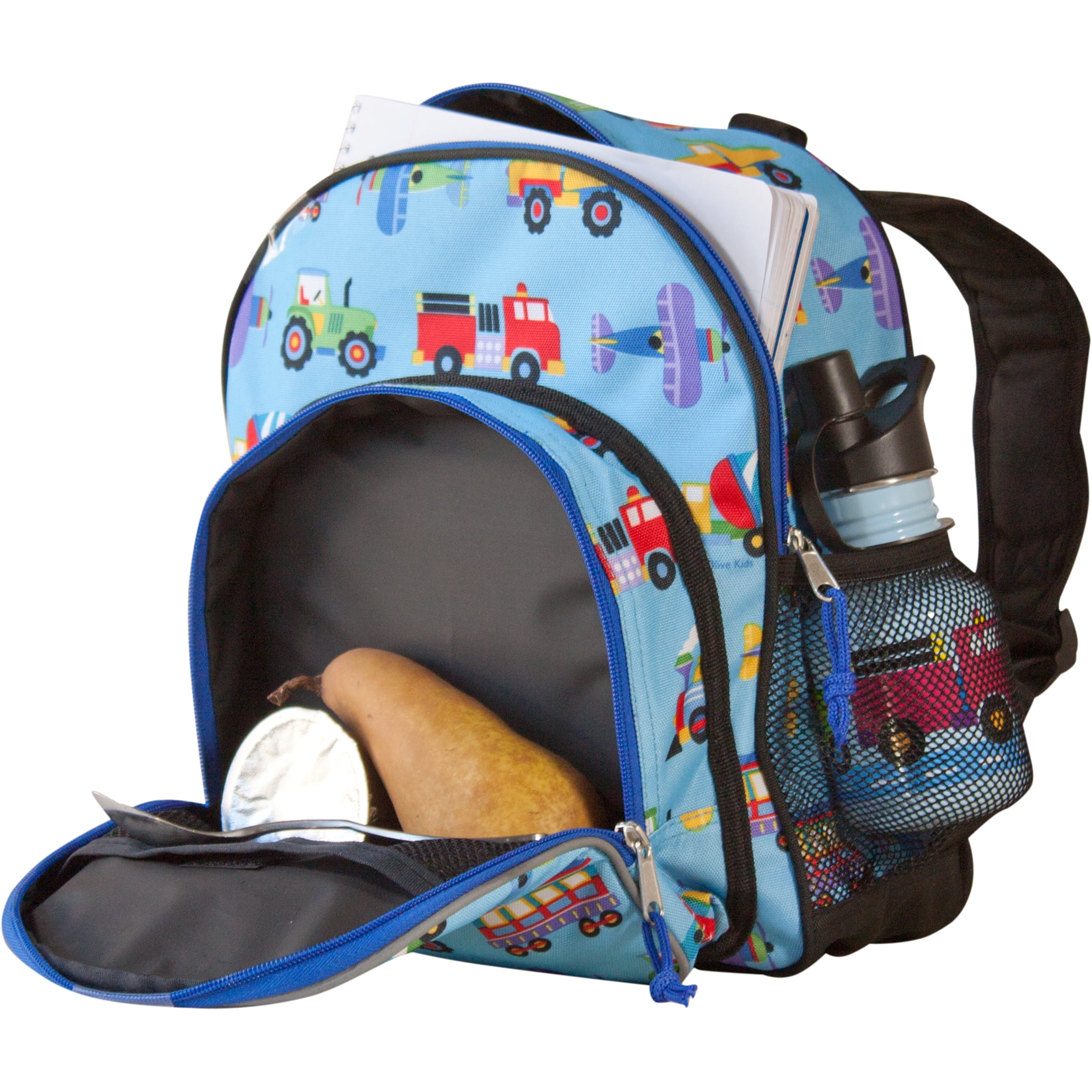 Boys Blue Back Pack Train Plane Truck Toddler Snack School Bag Kids Children New