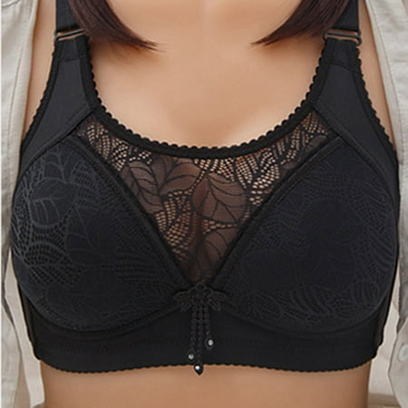 Mrasaso Weekly Deals! Nursing Bras Women Nylon Bra Women s Embroidered Large-Size BraThin-Style Ventilated No Steel Rings(1pc Bra) Black|36/80