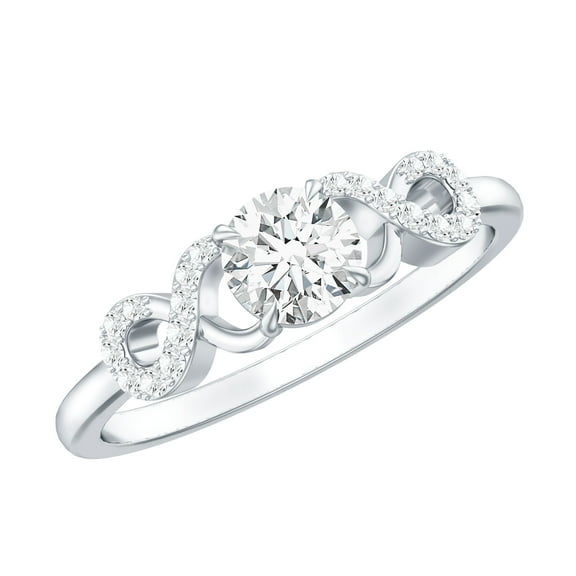 Rosec Jewels Certified 5MM Lab Grown Diamond Solitaire Promise Ring for Her, EF-VS Quality, 925 Sterling Silver, US 4.00