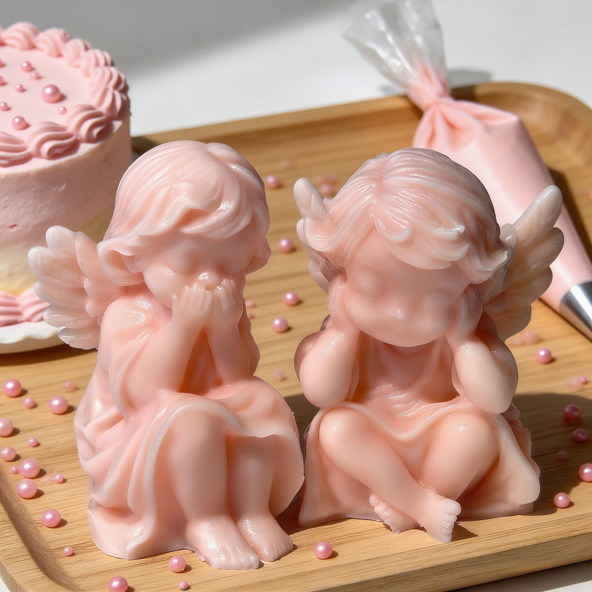 3PCS 3D Cute Angel Silicone Molds Mini Angel Candle Soap Mold Cherubs Epoxy Resin Mold Silicone Angel Mold for Chocolate, Candy, Cake Decor, Soy Wax Candle, Soap, Polymer Clay, Plaster, Resin Art