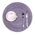 thumbnail image 1 of Juego de 4 manteles individuales redondos de algodón trenzado, manteles individuales antideslizantes para mesa de comedor, cocina, lavables, 15 pulgadas, color morado Xemadio HQ-348, 1 of 1