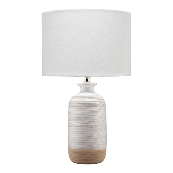 Eden Home Ceramic Table Lamp with Linen Shade in White/Brown