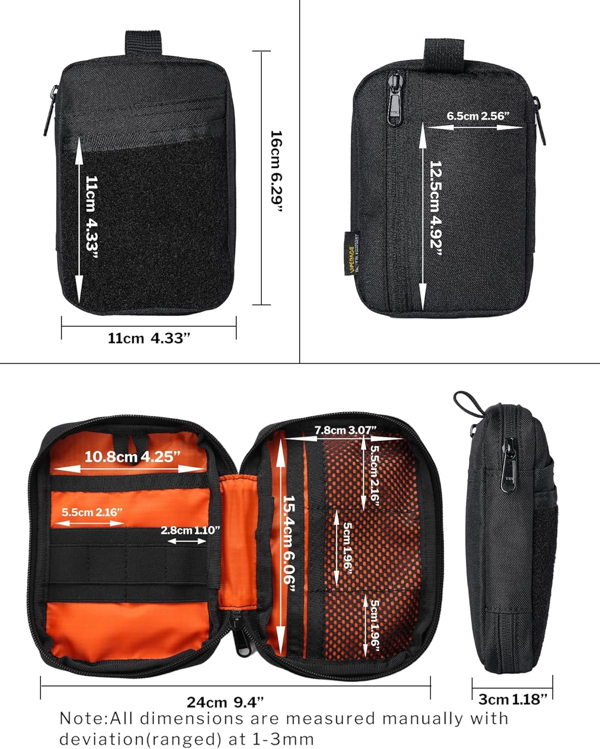 VIPERADE EDC Pouch for Men, Pocket Organizer with Patch Area, Molle Utility Pouch for Everyday Carry