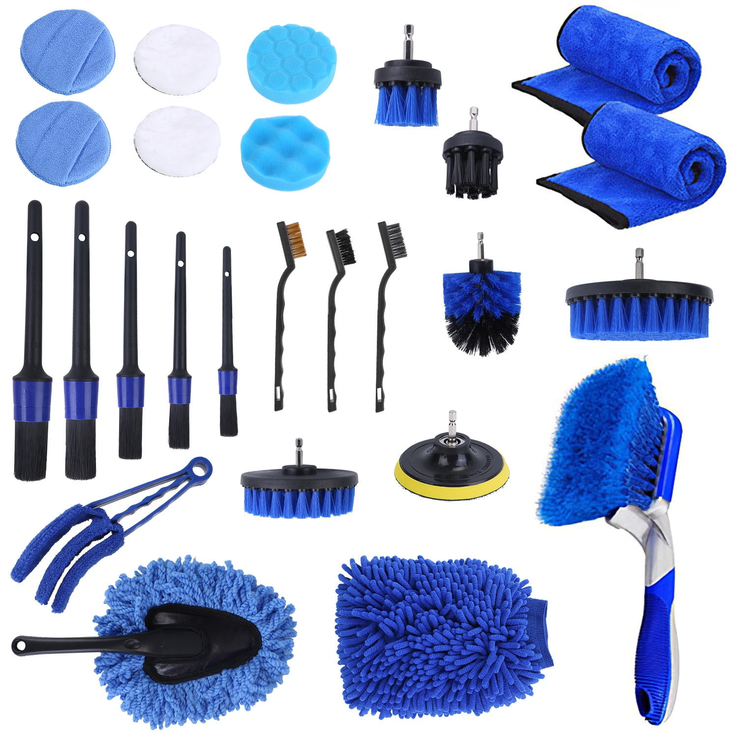 26Pcs Auto Detailing Cleaning Kit TeqHome Exterior Interior Car Cleaning Set Car Detailing Beauty Brushes for Cars Bikes Wheels Gifts