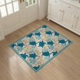 thumbnail image 3 of ODIKA 3'x5' Washable Accent Rug Pet Friendly, Non-Shedding Mat Border Stained Entryway Teal Beachy Cherry Nautical Turtle Ocean Playful for Bedside, Nursery Room, 3 of 7