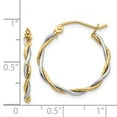thumbnail image 2 of 14k Two-Tone Gold Polished 2mm Twisted Hoop Earrings - 1.4 Grams - Measures 19x19mm, 2 of 2