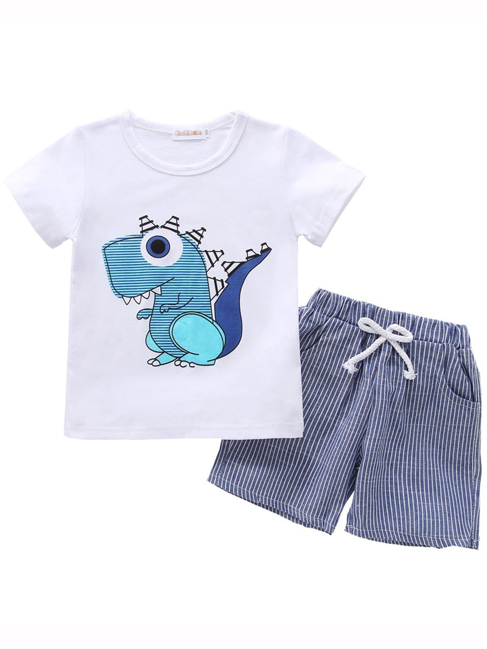 Toddler Kids Boys Dinosaur Pyjamas Pjs Set Casual T-shirt Top Tee Shorts Clothes