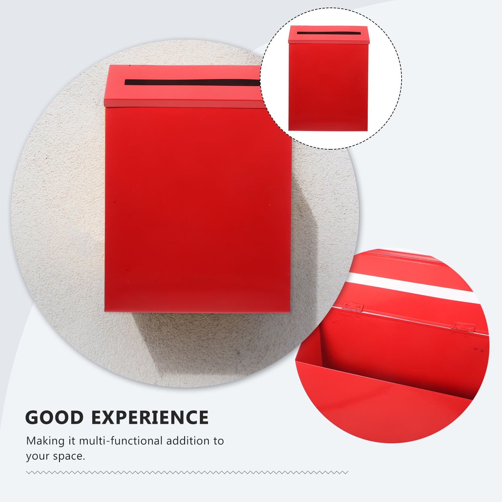 Black Wall Mount Mailbox for Outdoor Use, Metal Mailbox with Red Flag, Easy to Install, Weather Resistant