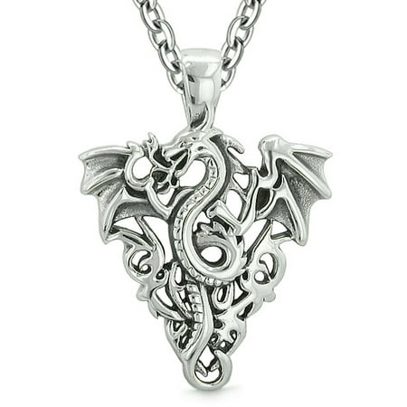 - Amulet Flying Dragon Celtic Protection Knots Courage Fire Flames Lucky Charm Pendant 22 Inch Necklace