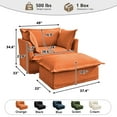 thumbnail image 3 of 49"W Oversized Upholstered Chenille Accent Chair with Ottoman, 37" Wide Deep Seat Armchair with Removable Washable Covers for Living Room or Bedroom,Orange, 3 of 13