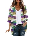thumbnail image 2 of Cardigans For Women Chiffon Summer Kimono Short Sleeve Open Front Beach Kimono Hawaiian Floral Printed Lightweight Casual Chiffon Kimono Plus Size Beach Cover Up Elegant Sweat Boho Top Beige L, 2 of 5
