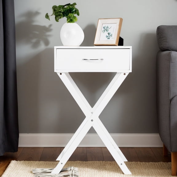 Kadyn Coffee Table,Desktop Table,Side Table,End Tables, Design Sofa Side Table with X-Shape Drawer for Living Room Bedroom-White