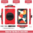 thumbnail image 2 of Case for Lenovo Tab One 8.7 inch 2025 / Tab K9 8.7" 2025 TB305XU TB305FU Shockproof Cover with Screen Protector + Rotating Hand Strap & Stand + Shoulder Strap + Universal Stylus Pen, 2 of 7