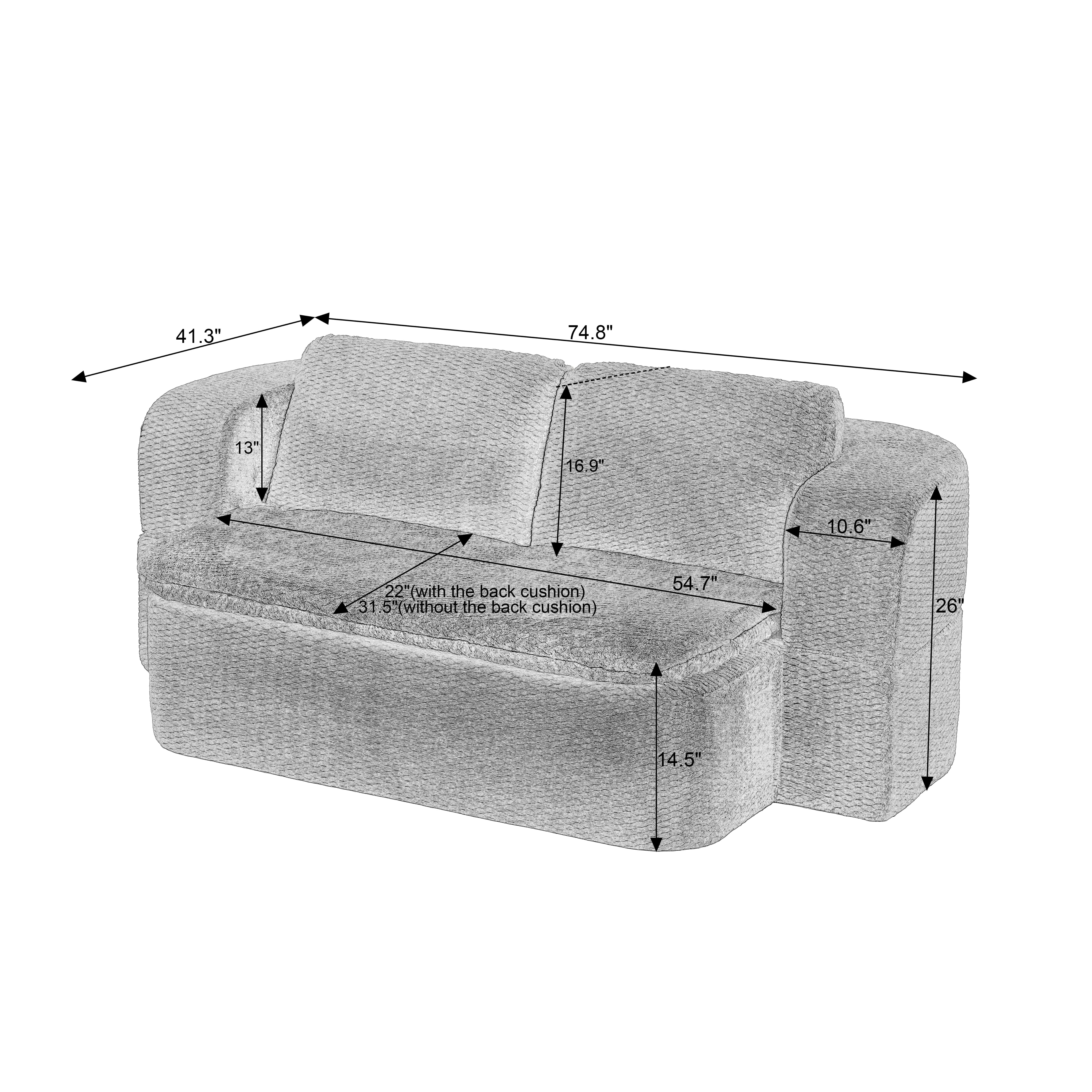 Aukfa Full Size 2-in-1 Convertible Sofa Bed – Pull-Out Futon with Blanket, Space-Saving Sofa for Living Room/Guest Room, No Assembly,Blue