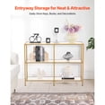 thumbnail image 2 of KFFKFF 3-Tier Glass Console Table with Tempered Glass Top and Sturdy Iron Frame, Modern Rectangular Side Table with Anti-Tip Design for Living Room, Hallway, Entryway, Foyer, Gold Finish, 2 of 9