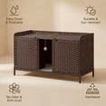 thumbnail image 4 of Rattan Hidden Litter Box Furniture 47.2" Double Litter Box Enclosure for 2 Cats with Mats, Play Ball & 2 Hooks, Large Cat Kitty House for Living Room/Bedroom Brown, 4 of 6