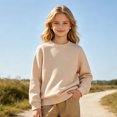 thumbnail image 6 of Likimi Toddler Kids Girls Sweatshirts Solid Color Crew Neck Sweatshirt For Girls Long Sleeve Spring Autumn Soft Pullover Size 3-4 Years, 6 of 6