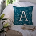 thumbnail image 3 of Monogram Letter Sea Doodles Alphabet Fabric Decorative Pillow, 3 of 4