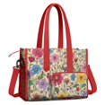 thumbnail image 2 of Teacher Tote Bag,Pioneer Flower Floral Print Pattern Teacher Utility Tote Bag,Large Work Tote Bags for Women with Multiple Pockets,Top Zipper Closure,13.8x10.6x6.7 Inch, 2 of 5