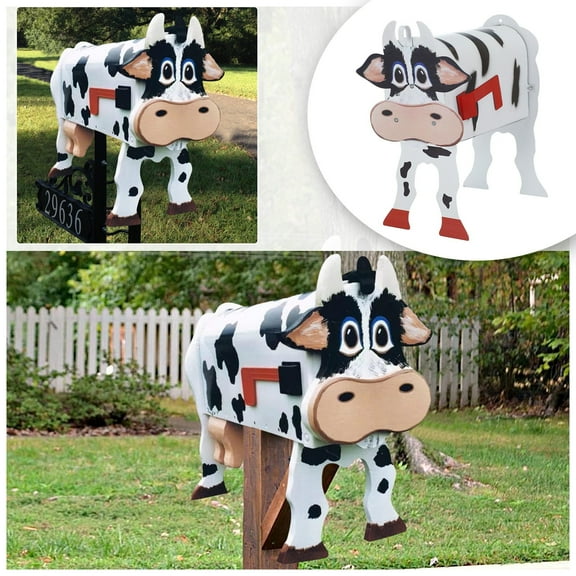 Clearance! Aoorsake Unique Cow Mailbox Cute Animal Mailbox Garden Decoration Creative Personality Decoration Garden Decor Yard Decorations Outdoor Patio Decor White