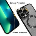 thumbnail image 5 of iPhone 13 Pro 6.1" Magnetic Glitter Case, [Compatible with Magsafe] Cute Luxury Plating Bling Clear Phone Case, Full Camera Lens Protector Anti-Scratch Shockproof Protective Case-Black, 5 of 12