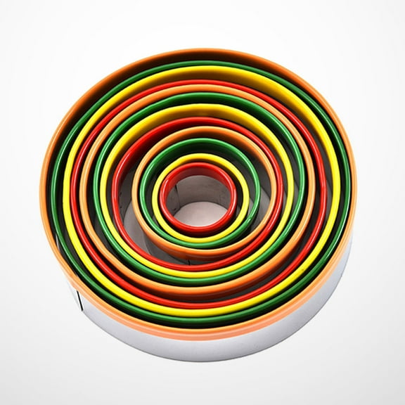 GOOHOCHY 12-Piece Stainless Steel Round Cookie Cutter Set for Baking, Cake, Pastry, Mousse - Assorted Colors Tools